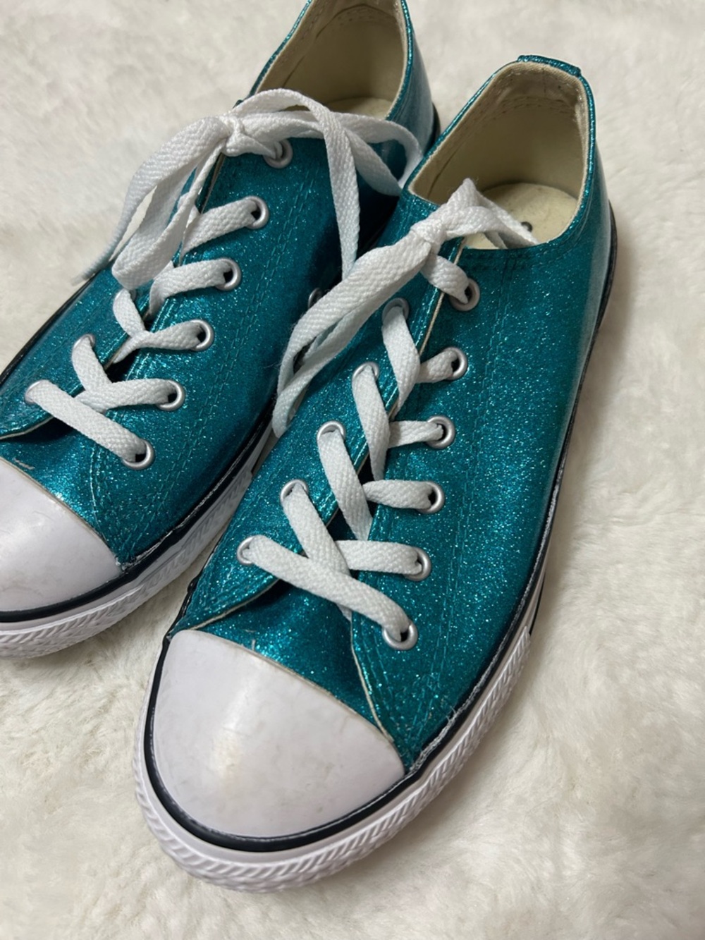 Converse  Teal Glitter Low-Top Sneakers